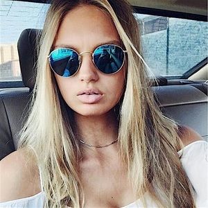 Ray Ban Round Sunglasses Reflective Light Blue